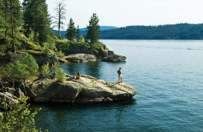 Hikers on rocks