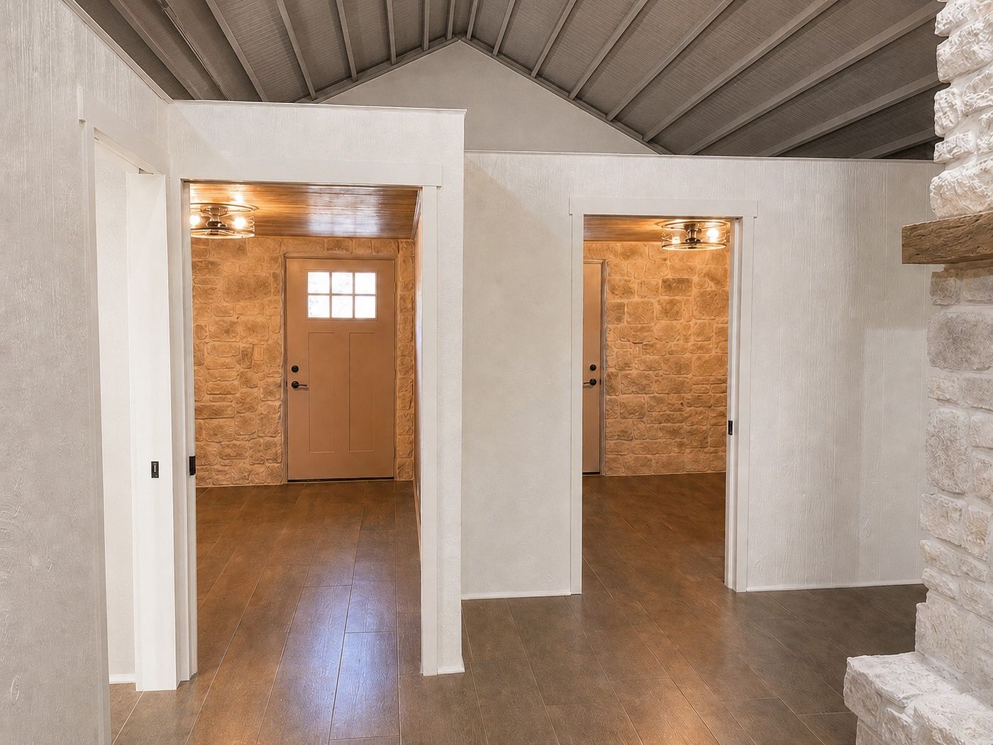 Bedrooms 1 and 2 entry, from the hearth and hall